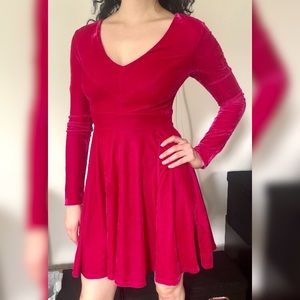 🌷 pink velvet skater dress 🌷